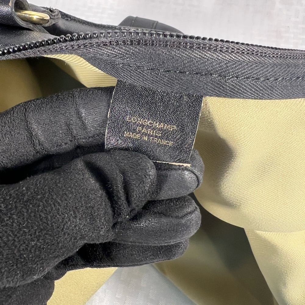 4903: Longchamp Le Foulonné Black Leather Weekender Duffel Travel Bag - Picture 8 of 16